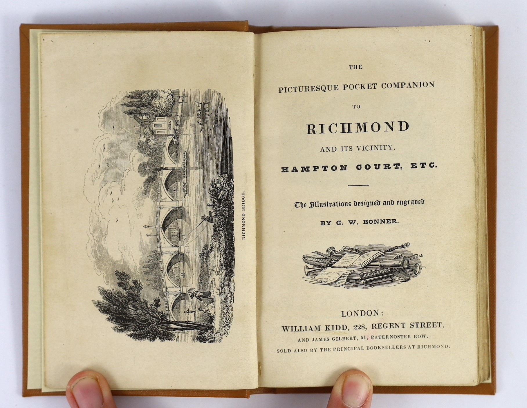 RICHMOND: The Picturesque Pocket Companion to Richmond and Its Vicinity, Hampton Court, etc. pictorial title vignette, frontis. and num. text illus.; rebound gilt cloth, 12mo.